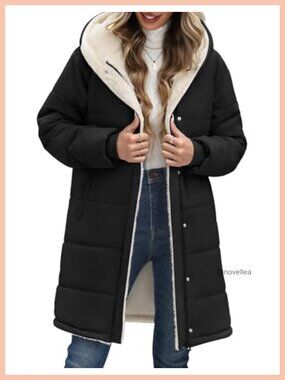 Women's Long Hooded Puffer Parka Fleece Lined Winter Down Coat